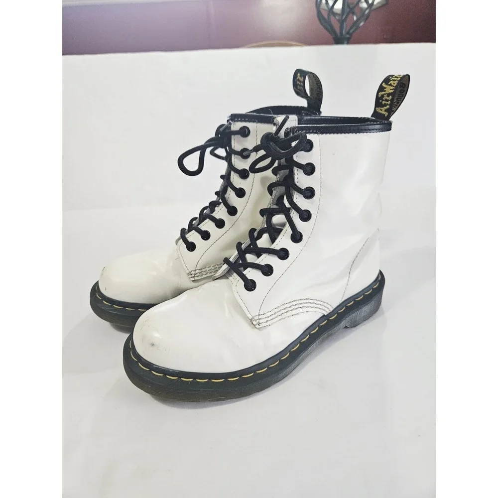 Dr Martens Boots Leather Boot Platform White Smooth Women‎ Size 7